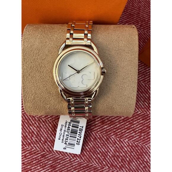 NEW Tory Burch The Miller Gold-Tone Stainless Steel Bracelet Watch 32mm TBW7220